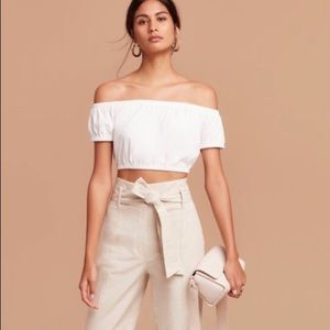 Aritzia Wilfred Adelisa T-Shirt White Crop Top XS